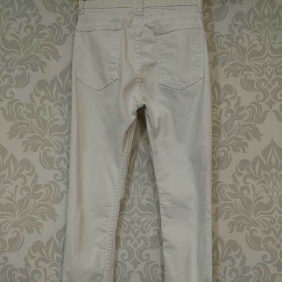 American Apparel White High Waisted Skinny Jeans Size 26 Ankle Zip Cotton - Picture 5 of 8